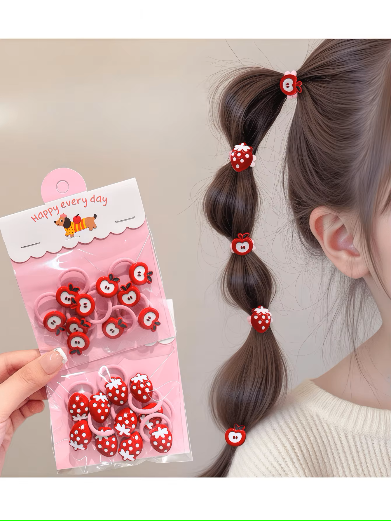 Travel Accessories For 4 Year Old - 10/20pc Cute Strawberry & Apple Hair