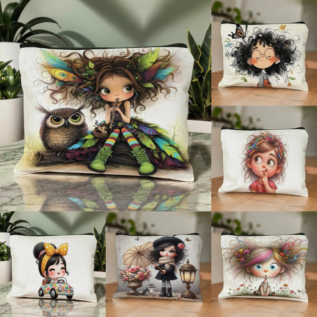 Travel Accessories Organizer Bag - Cartoon Girl Makeup Bag Zippered Toiletry