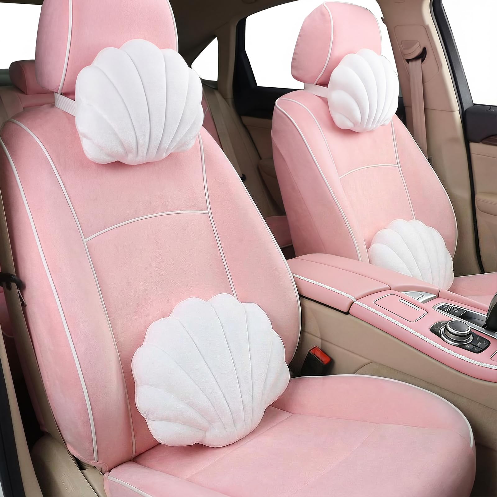 Pink Seashell-Shaped Car Headr – Travel Accessories Comfort recenzja i cena