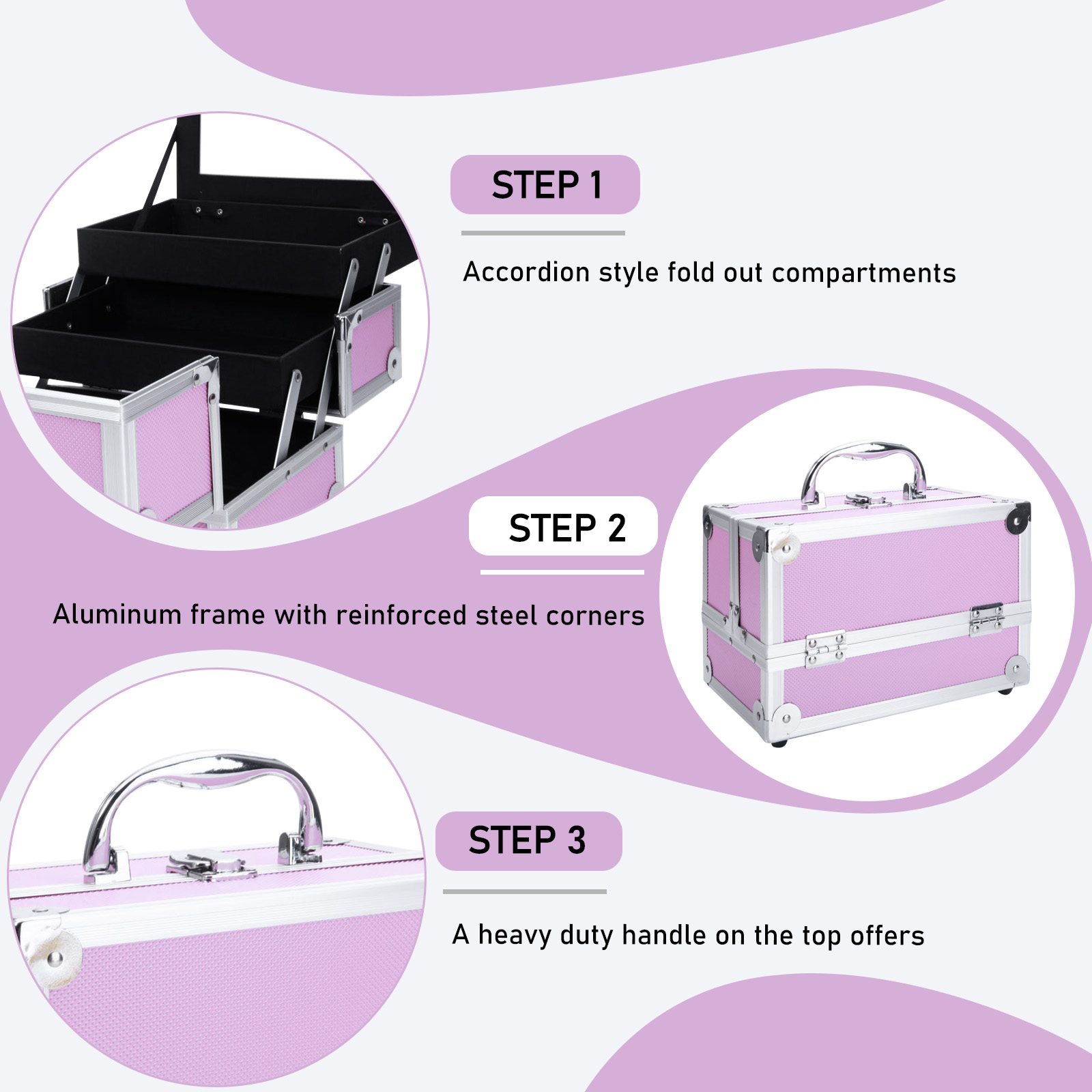 Pink Aluminum Alloy Makeup Cas – Travel Accessories Organizer Bag recenzja i cena