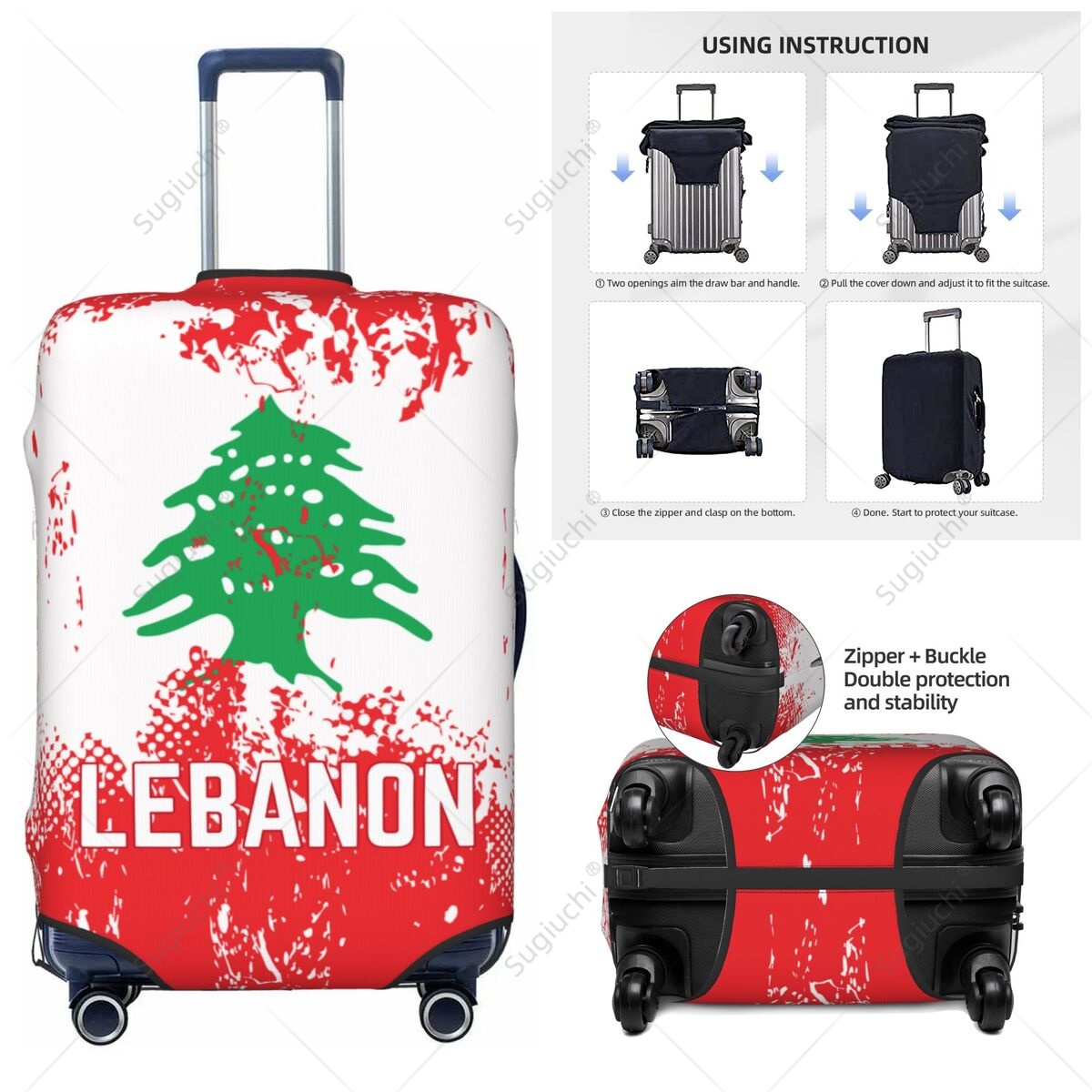 Lebanon Flag Luggage Cover Sui – Travel Accessories Lebanon recenzja i cena