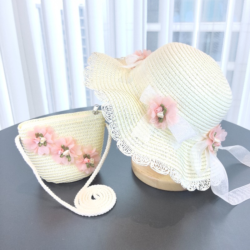 Girls 2pcs Straw Hat Solid Col – Travel Accessories For 4 Year Old recenzja i cena