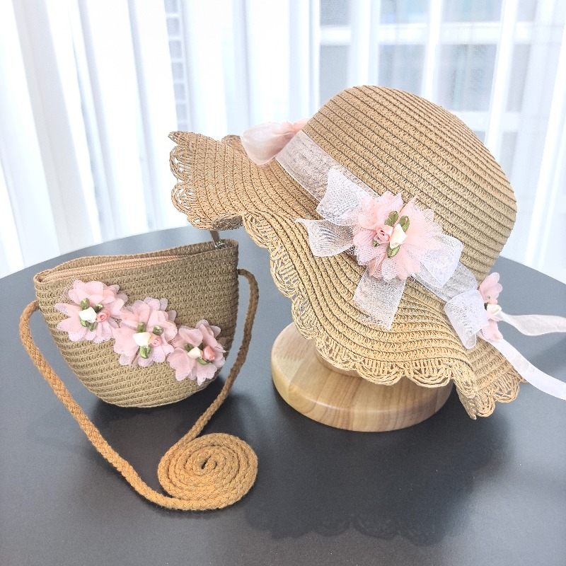 Girls 2pcs Straw Hat Solid Col – Travel Accessories For 4 Year Old recenzja i cena
